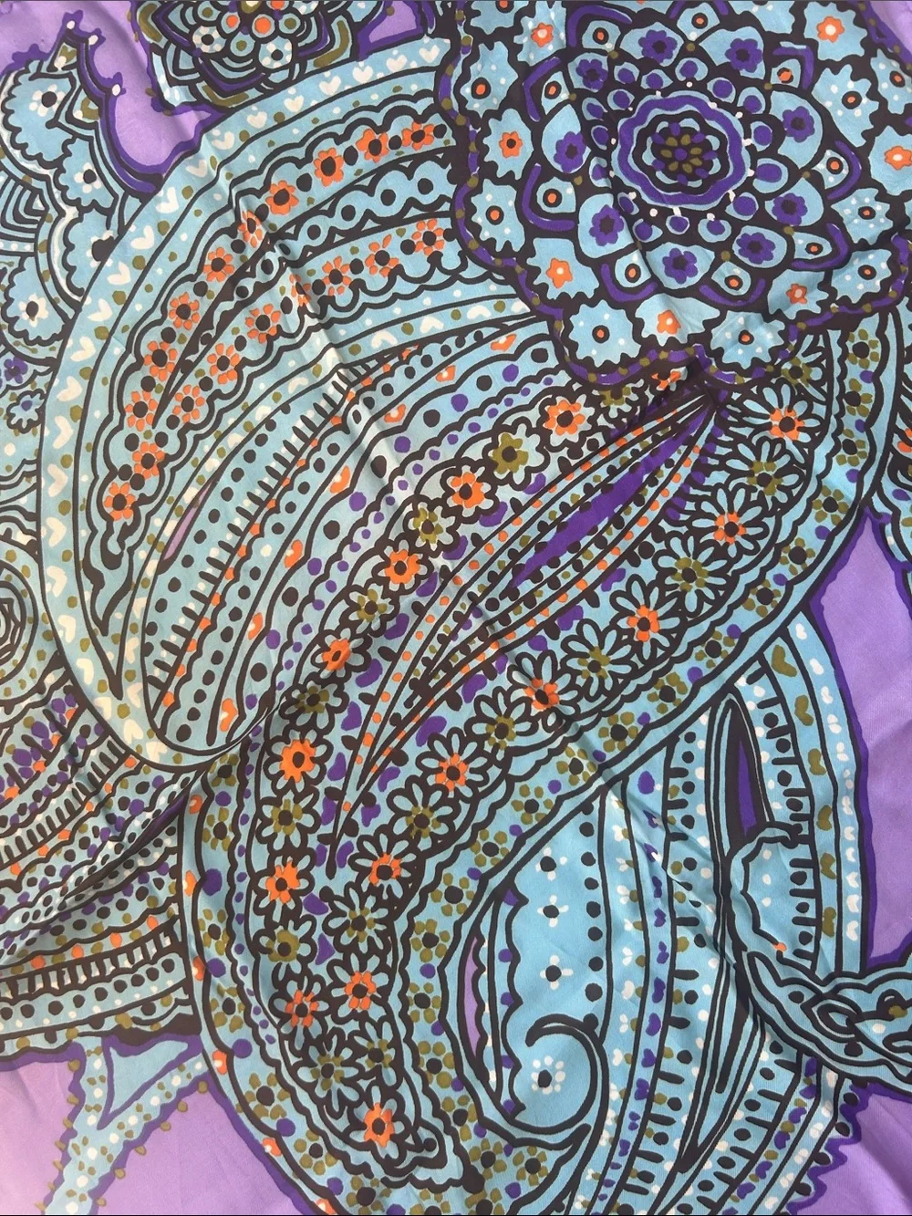 Purple Paisley Floral Silk Scarf